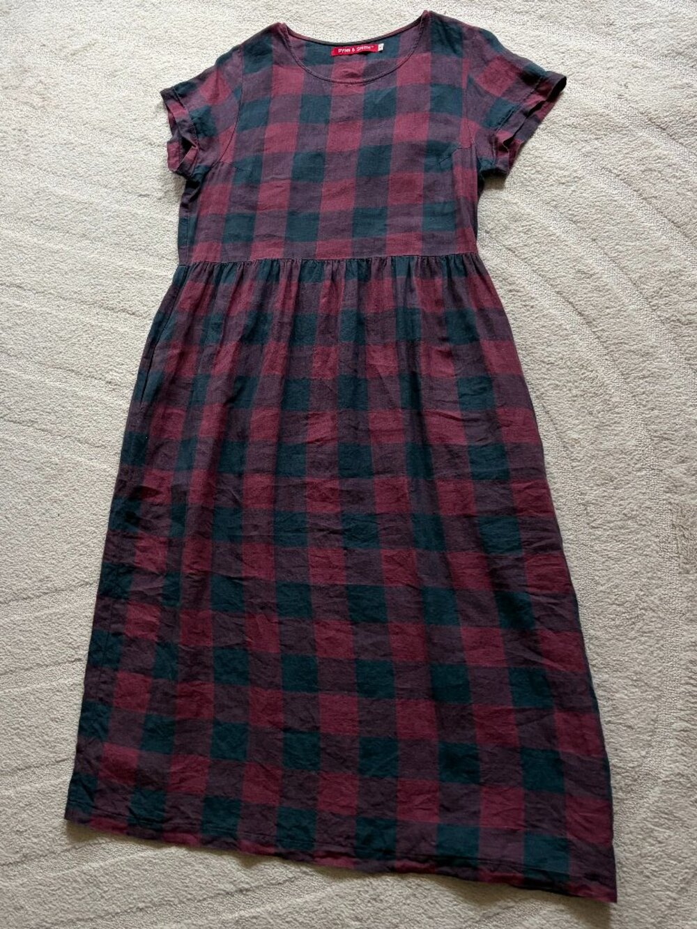 Pyne & Smith No. 17 Linen Dress in Mulberry Check, Large